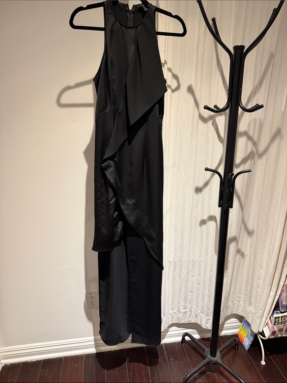 AQ/AQ Black Sleeveless Ruffle-Front Maxi Dress
